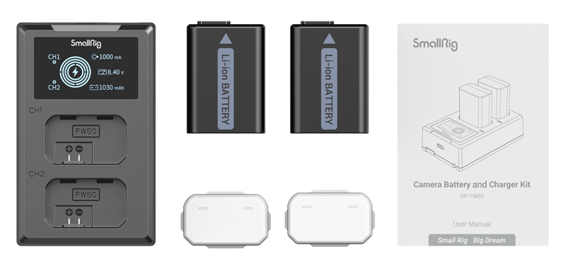 SMALLRIG 3818 NP-FW50 BATTERIER & OPLADER KIT